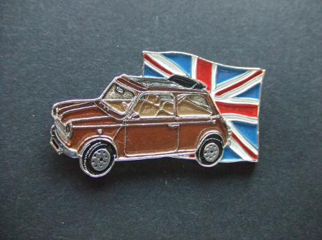Austin Mini Cooper lichtbruin vlag van Engeland